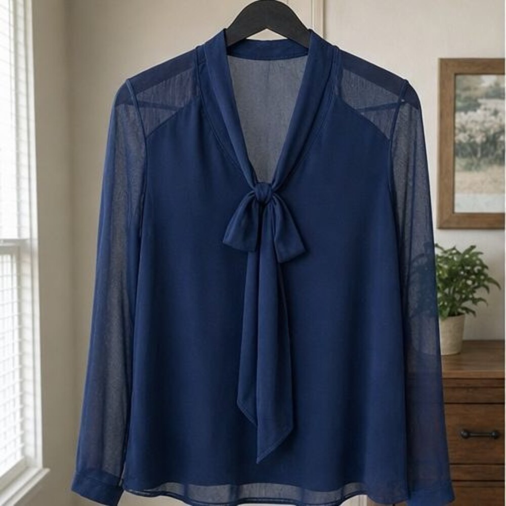Navy Wrap Blouse